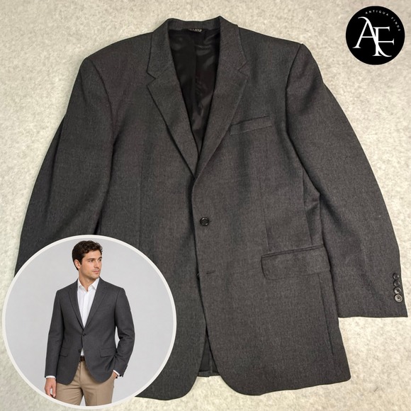 Jos. A. Bank Other - Jos A Bank Traveler's Collection Gray 100% Wool Blazer Sport Coat 46L‎ 01110